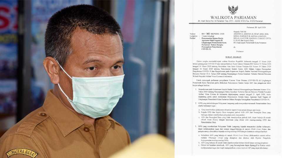 Mulai Besok, Sebagian ASN Pemko Pariaman WFH